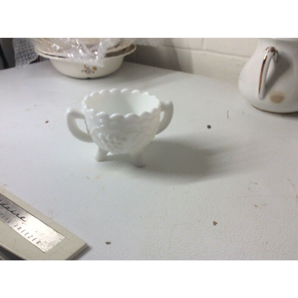 Vintage Imperial Milk Glass Grapes & Leaves Footed Sugar Bowl